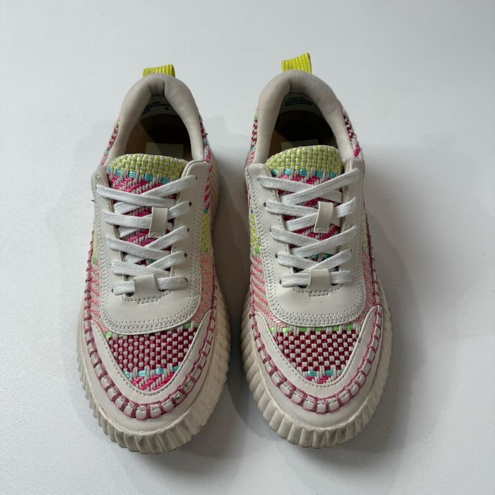 Dolce Vita Denae Platform Sneakers Colorful Multi Stitch Womens Size 6.5